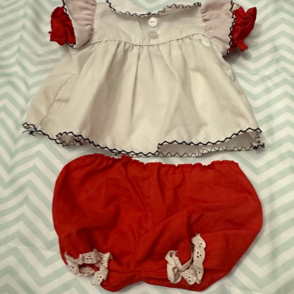 Cabbage Patch Kids Coleco Red and White Pinafore with bloomers